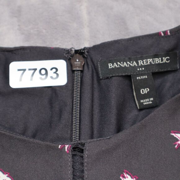 Banana Republic Fit Flare Dress Womens Petite 0P Black Swallow Bird Casual - Picture 2 of 12